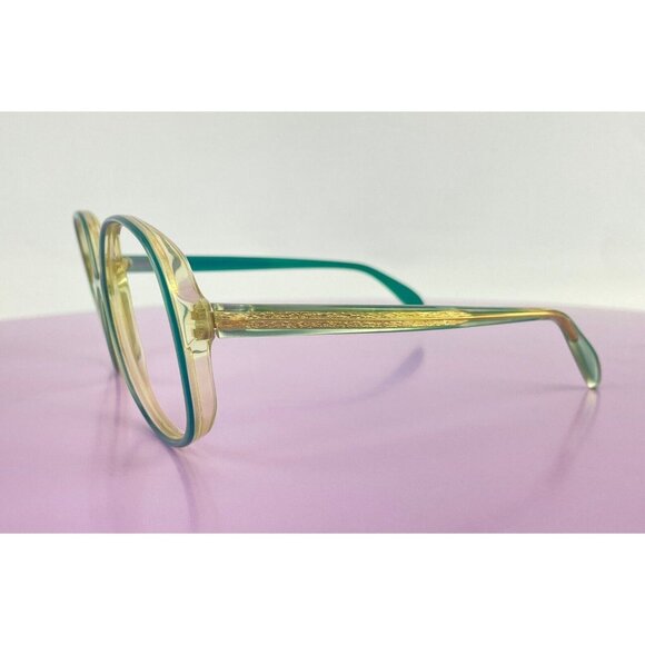 Vintage 80s oversized green eyeglasses frame, green gold iridescent, NO LENS - Picture 8 of 10